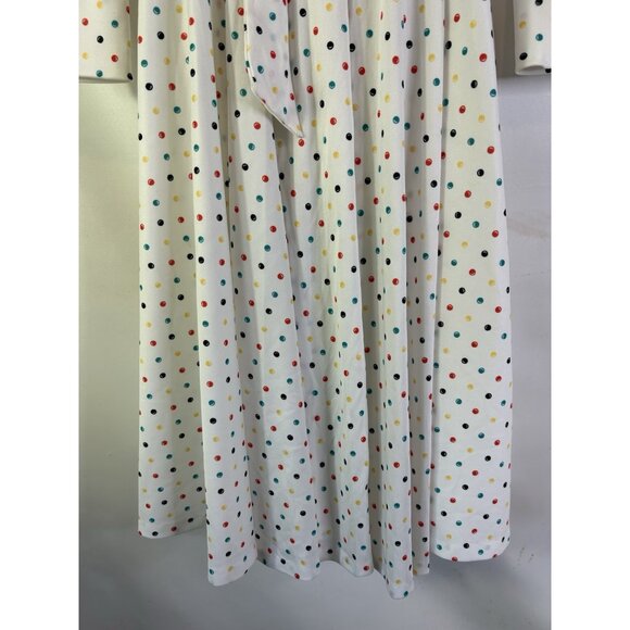 Vintage 70s Rainbow Polka Dot Belt Button Shirt Dress USA - Picture 2 of 9